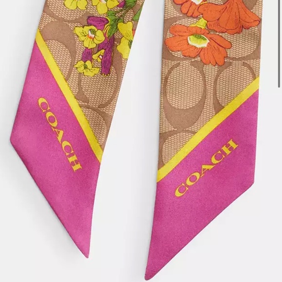 Signature Floral Print Silk Skinny Scarf - Picture 2 of 6